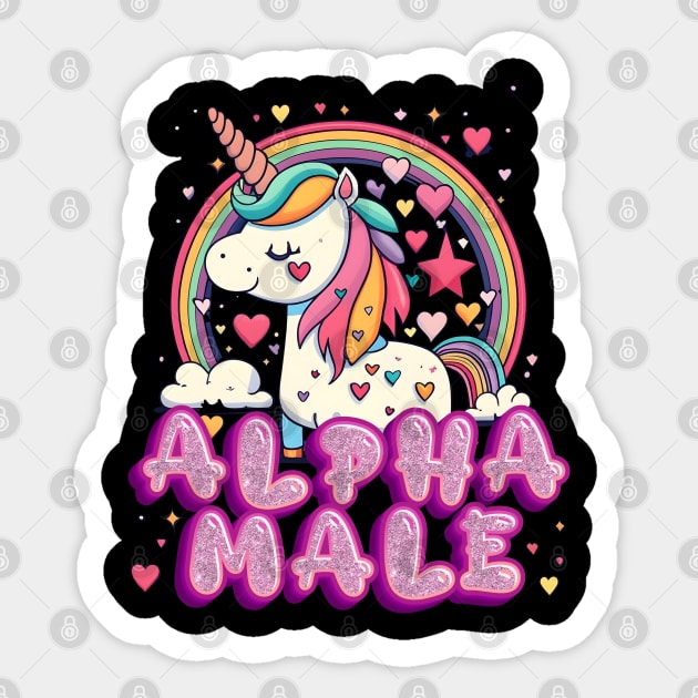 Alpha Male Unicorn Design Sticker by screamingfool